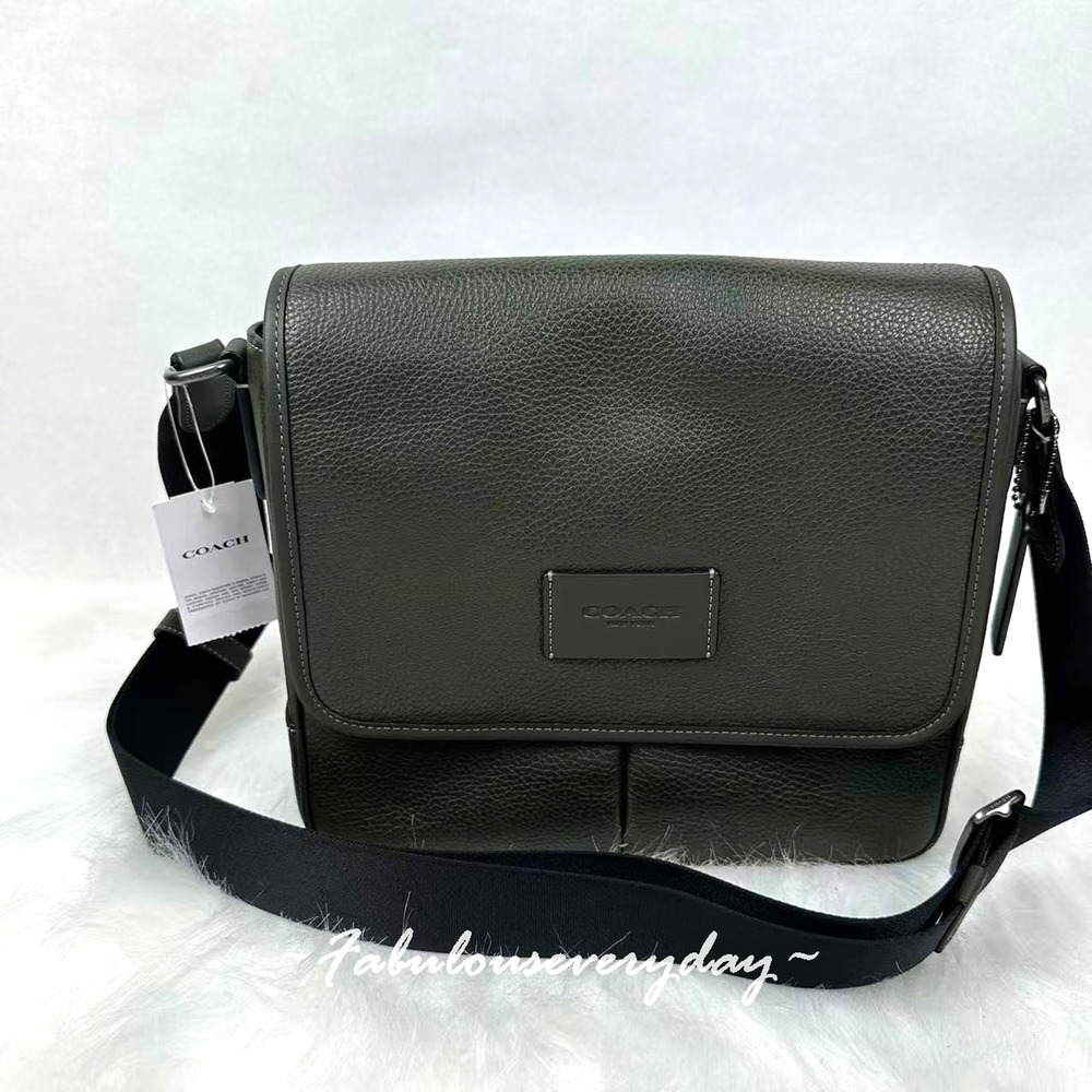 Coach Men's Sprint Map Bag 25 Crossbody In Leather/Uniform Green CY798 NWT